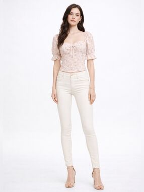 Mother 25×26 High Waisted Looker Jean In Whipping The Cream 25